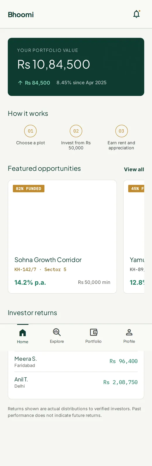 Bhoomi: Fractional land investing · Fintech