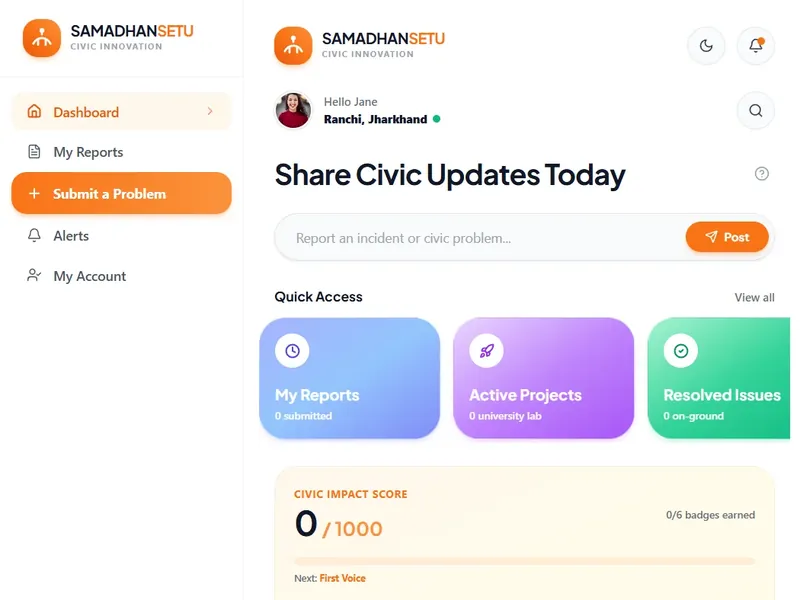 SamadhanSetu: Civic issue reporting · Web app